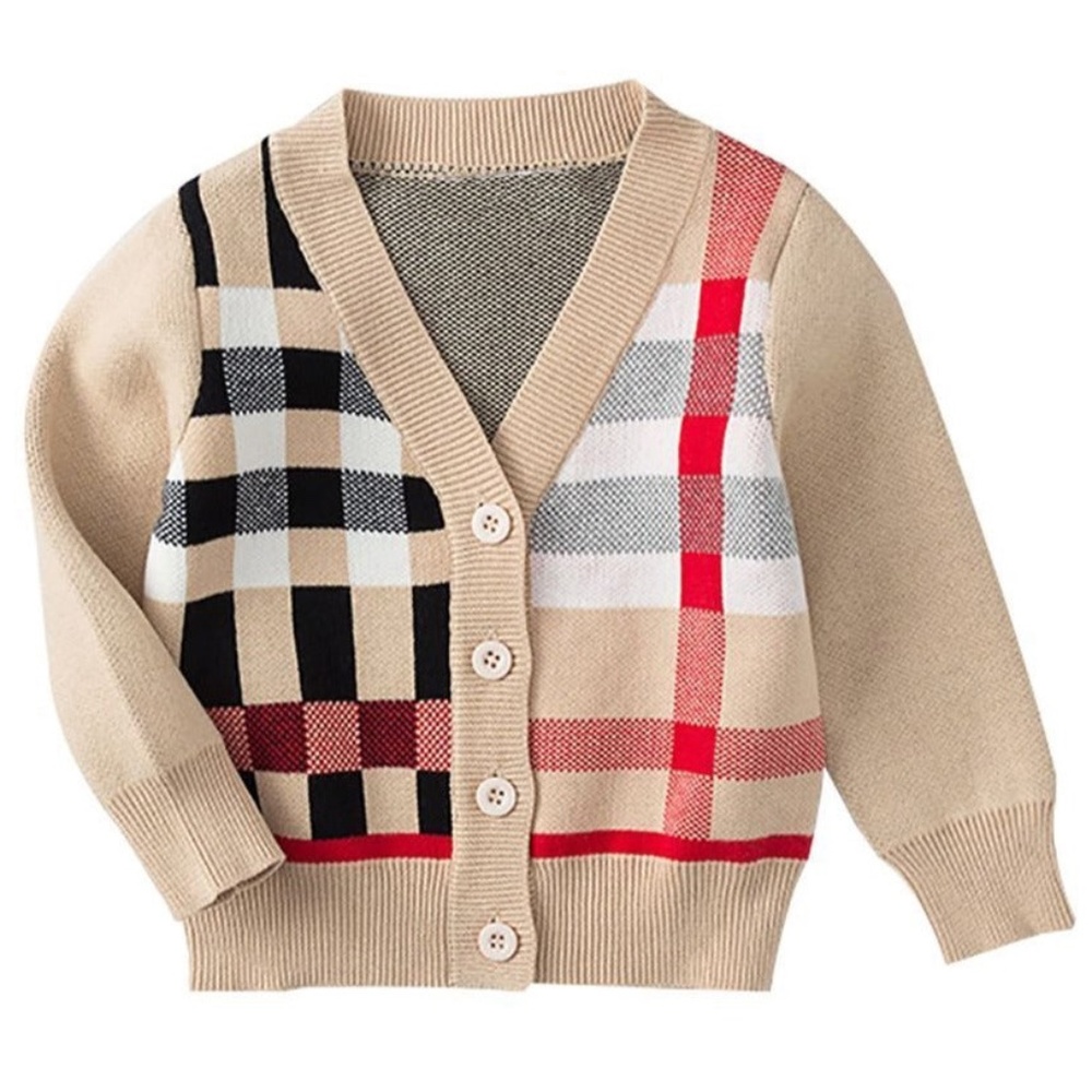 NWT Kids Button Up Plaid Cardigan Sweater
